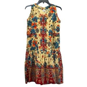 Batik Boho Floral Sleeveless Tunic Dress - Needlecraft Multicolor